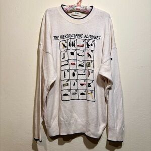 RARE Vintage Boss Hugo Boss Cotton Embroidered Egyptian Hieroglyphics Sweater M